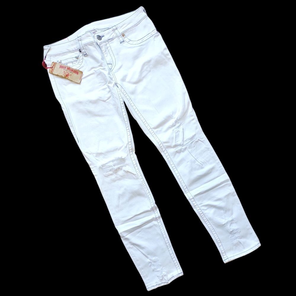 NEW‎ True Religion White 31 Skinny Distressed Jeans NWT